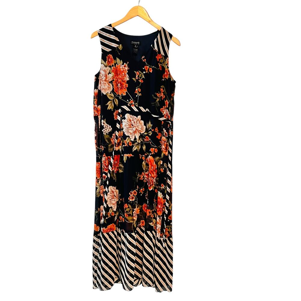 Enfocus Mixed Print Sleeveless Maxi Dress Size 12
